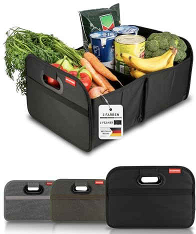 MyHappyRide Auto Kofferraumtasche Schwarz - Kofferraum Organizer zusammenklappbar - Faltbare Aufbewahrungsbox - antirutsch und wasserfester Boden - Auto Faltbox