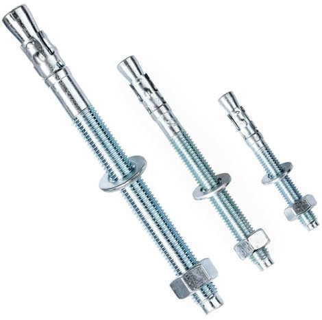 Schwerlastanker verzinkt M8 x 115mm (50 Stück) Stahlanker Schwerlastdübel Keilanker Bolzenanker korrosionsschutz, hohe Tragfähigkeit, inkl Mutter und Unterlegscheibe