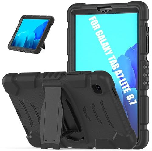 Funda resistente a prueba de golpes para Samsung Galaxy Tab A7 Lite 8.7 2021 T220/T225 con soporte, color negro