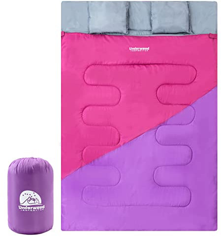 Underwood Aggregator 2-Personen Schlafsack Kleines Packmaß für Outdoor - Kinder Doppelschlafsack für Camping, Leicht Winter Deckenschlafsack, Wasserdicht 2 Person Schlafsack für Erwachsene, Damen