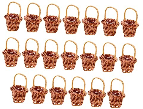Warmhm 20st Mini-blumenkorb Flechtkorb Kinderkorb Tabelle Miniatur Ornament Körbe & Behälter Streukörbchen Mini Landschaft Deko Übertöpfe Wedding Decoration Runder Korb Esstisch Rattan