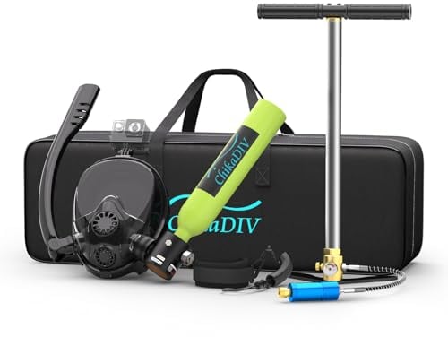 CHIKADIV Masque Plongée Intégral Est Equipé D'un Réservoir Plongée 0,5l et Le Temps Respiration Sous-Marine Est D'environ 6 Minutes. La Plongée Récréative et Le Sauvetage D'Urgence C Green