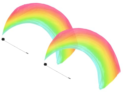 Abiyou 2 Stück Bauchtanz Seidenschleier Poi Bälle, 150 x 80CM Bälle für Bauchtanz, Schal Werfen Ball, Bauchtanz Poi Schleier, Bauchtanz-Poi-Luftschlangen Seidenschleier, für Bauchtanz Praxis