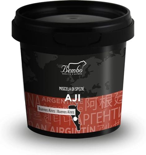 Aji Argentino Bembo 350 g – Miscela di Peperoncini Capsicum Annum – Per Carne alla Griglia o Empanadas, Patate e Verdure – Marnare in Olio di Oliva