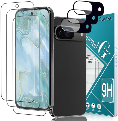 Slanku for Google Pixel 9 Screen Protector and Camera Protector | 3+3 Pack Tempered Glass Flim, HD Clear, 9H Hardness, Anti Scratch, No Bubbles