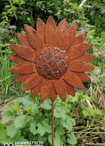 NEU !! Gartenstecker Sonnenblume 80 cm lang aus Metall in Edelrost Rost Dekoration Volleisen Rankhilfe