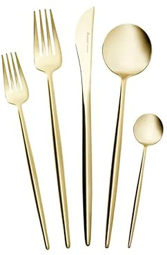 Karaca Jupiter Shiny 6 Personen Besteck Set Champagner Gold, 30 Teilig: Hochwertiges Edelstahl-Besteck, Modernes Design, Perfekt für den täglichen Gebrauch und besondere Anläss