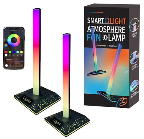 ONLAMP Barre LED Gaming avec Support Casque, Synchronisation Sonore & Touch Controll Ultra Pratique, Effets RGB Dynamiques, Idéal pour Bureau & Setup Gamer & Streaming