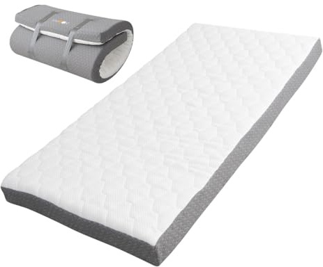 EMOOR Roll-Bodenmatratze Relax-2 90 x 195 cm Hochelastischer Druckverteilung Abnehmbarer und Waschbarer Bezug Leicht Rollbar Camping Gäste Minimalistisch