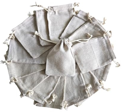 Stoffsäckchen zum Befüllen, Baumwollbeutel 10 x 8 cm, Stoffbeutel aus Baumwolle, Jutesäckchen mit Kordelzug, Geschenktüten, Jutebeutel mit Zugband, Baumwolltasche Set, unbedruckt (25)