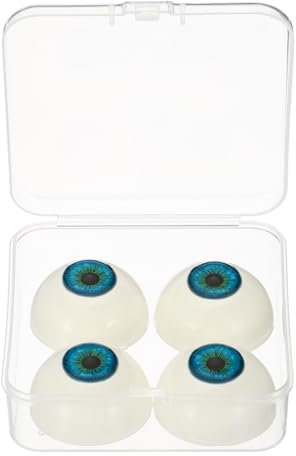 PATIKIL 32 mm Realistic Eyes Big Eyeballs, 2 Pair Acrylic Scary Half Round Fake Eyes Props for Halloween Party Horror Mask DIY Craft Decoration, Blue Green