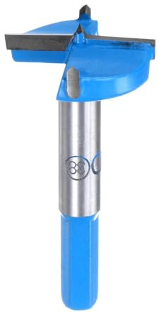 sourcing map Forstner Drill Bits 1-1/2 inch / 38mm Hex Shank 3/8 inch, Carbide Forstner Bit Woodworking Hole Opener Cutter Tool for Wood Drilling/Cabinet Hinges, Blue