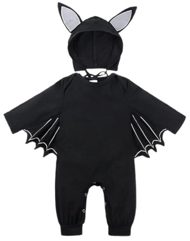 Bebe Halloween Costume chauve-souris, Unisexe Halloween bébé Barboteuse, Costume Halloween Carnaval Cosplay Body Chauve-Souris, Costume D'Halloween Nouveau-né, pour bébé 12-18 Mois