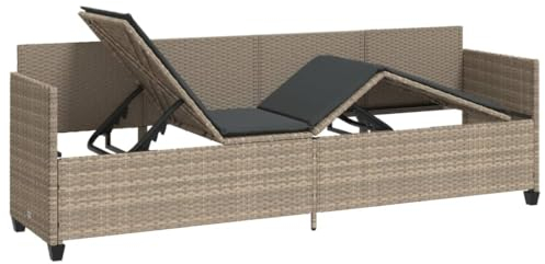 ZJHESXV Gartensofa mit Liegefunktion Rattan Sofa 3 Sitzer Balkon Liegesofa Sonnenliege Gartenliege Verstellbar Rattansofa Lounge Sofa Liege Outdoor mit Schlaffunktion Balkonmöbel Bank