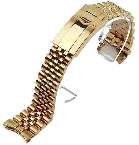 FFHDJL 20mm Silber Gold Edelstahl Uhrenarmbänder Ersatz für Rolex Armband für DATEJUST Uhrenarmband Submarine Armband Armband(Gold)