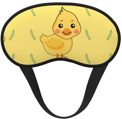 Schlafmaske mit Cartoon-Ente aus Satin mit schwarzem Rand für optimalen Komfort und Lichtblockierung