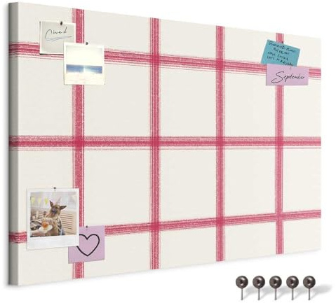 murando - Tableau à Épingles et Peinture sur Toile Combinés 120x80 cm - Avec Crochets Clous et Punaises Argentées - Panneau en Fibres pour Notes et Affichage - Beige Rose f-A-10206-v-a