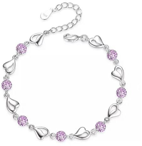 925 Silber Indischer Modeschmuck Silber Damen Kristall Herzförmige Armbänder