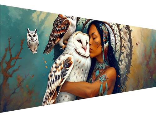 Diamond Painting Eule Muster, Traumfänger Diamant Painting Bilder Kinder Anfänger, 5D Diamond Painting XXL 90x270cm, Bastelset Erwachsene DIY Kreatives für Mädchen Geschenk, Wanddeko Aesthetic y-597