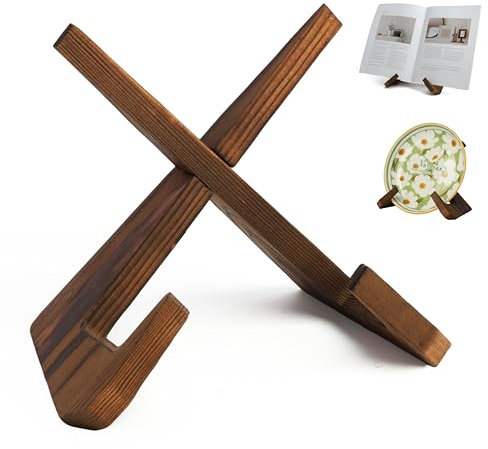 THKO Wooden Plate Stand For Display, 6,5 Inch Holder For Large Photo Frame Decorative Picture Holder Ornament Stand For Book Small Easel Stand 21 X 12 X 16,7cm For Bowls Under 12,7cm In Depth