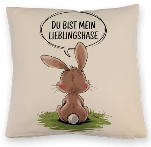 Du bist Mein Lieblingshase Kissen mit Leinenoptik Romantisches DekoKissen mit Leinenoptik mit Spruch - Valentins- und Ostergeschenk