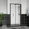 Aquariss 900x900mm Black Bifold Shower Door Enclosure with 900mm Self Clean Reversible Folding Shower Screen Cubicle + Anthracite SMC Anti Slip Shower Tray and 90mm Waste