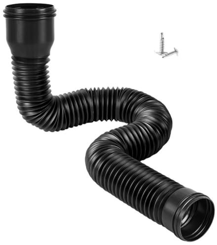 Flexible Fallrohr Verlängerung, Fallrohrverlängerungen Rundes Verlängerung für Fallrohr 80/100 mm Regenrinne Fallrohrablauf Verlängerungsset, Fallrohr Erweiterung von 47 bis 150 cm (Schwarz)