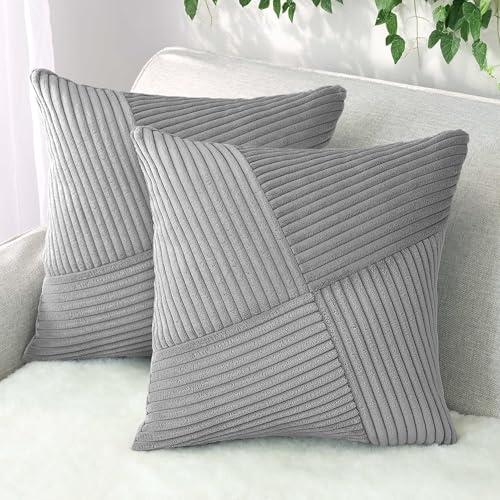 Amilian Kissenbezüge 2er Set 40x40 cm – Kissenhüllen mit Reißverschlus – Kissen Bezug für Sofa, Zierkissen & Dekokissen – pflegeleicht & modern - Nachtnebel