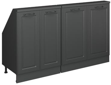 Vicco Dachschrägenschrank-Set Rion, Anthrazit Landhaus/Anthrazit | B140 x T46 cm, 2er Set, platzsparend für Dachschrägen