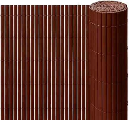taplzmg PVC Sichtschutzmatte 90 x 500 cm, Doppelte Verstärkung Sichtschutzzaun, Bohren mit Kabelbindern, Wasser- und winddichter Sichtschutz für die Gartenterrasse, Braun