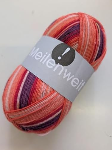 LANA GROSSA Meilenweit 100 Aktion | Sockenklassiker, bedruckt und waschmaschinenfest | Handstrickgarn aus 75% Schurwolle & 25% Polyamid | 100g Wolle zum Stricken & Häkeln | 420m Garn FB 3016