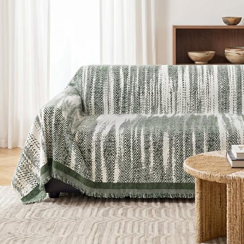 MYSKY HOME Sofaüberzug aus Chenille, Sofaabdeckung für Couch und Sofa | Olivgrüne,1 Stück,180x260cm,Sofaschutz für Haustiere und Kinder,dekorative Überwurfdecke für Wohnzimmer 1/2 Sitzer
