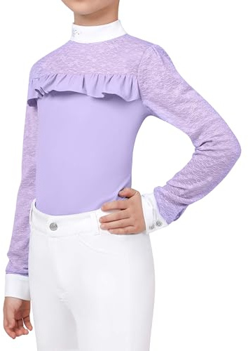 Charmsphere Girls Equestrian Shirt, Kids Equestrian Training Top Lavender