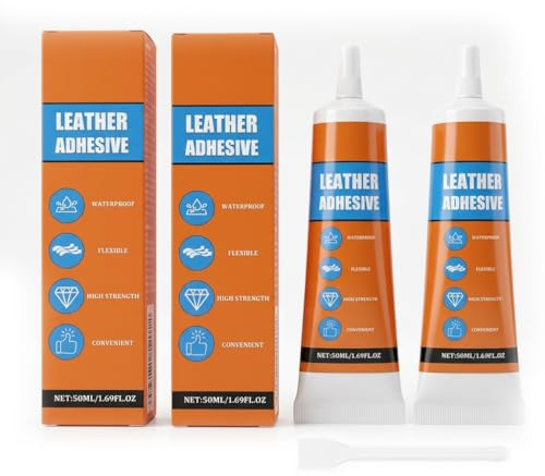 2 Pack Leather Glue, Extra Strong (100ml) with Spatula Tools, Waterproof Clear Contact Adhesive for Shoe Repair Sofa Car Seat Bags & Heavy Duty Crafts, Flexible & Fast Drying