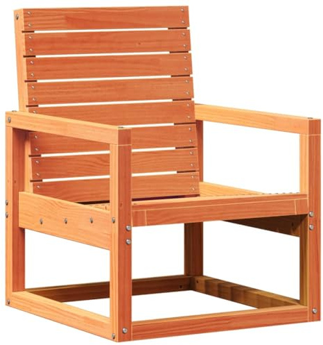 Yisssmeng Gartenstuhl Kiefernholz 57,5x63x76 cm Wachsbraun Massivholz Latten Outdoor Balkon Terrassenstühle Modernes Design für Garten Balkon Terrasse