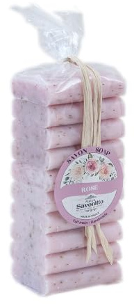Maitre Savonitto - 10 x 24g Rose Scented Mini French Soap Bars – Luxury Hotel Guest Bathroom Amenities - Travel Sized Toiletries for Hand and Body Cleansing - Thoughtful Gifts