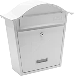 Burg-Wachter MB01 White Classic Wall Mounted Galvanised Steel Lockable Weatherproof Post Box - 36x37x13cm
