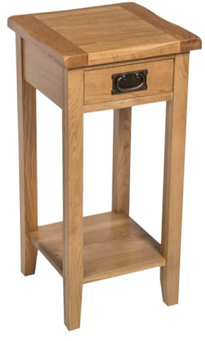 Hallowood Furniture Monchique Oak Console Table with Drawer and Shelf, Wooden Tall Console Table for Stylish and Narrow Hallway, Entryway, or Living Room