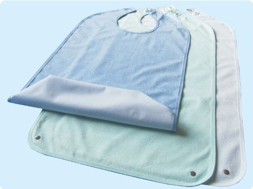 Teckmedi Lätzchen Frottee für Erwachsene mit Krümelfach und Druckknopfverschluss, Farbe: blau TOP-QUALITÄT