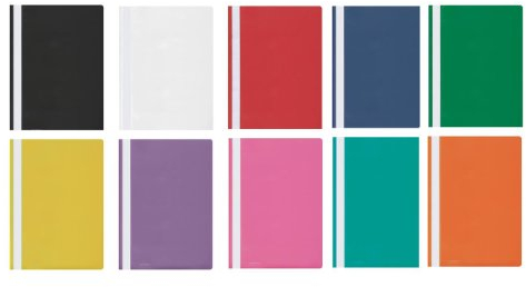 10 Schnellhefter je 1x blau,gelb,weiß,rot,grün