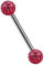 Titan Brustpiercing Schmuck Stab 1,6 x 16 mm mit Zwei Epoxy Kugeln in rot