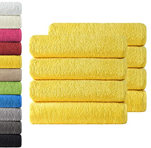 NatureMark 8er Spar-Pack Frottier Handtücher, Handtuch-Set, 50 x 100 cm, Gelb, 100% Baumwolle