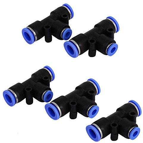 sourcing map 4 pièces 6mm 10mm T en forme coupleur raccord rapide pneumatique 3 voies PEG10-6