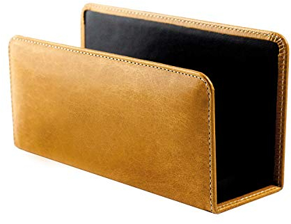 DELMON VARONE - Briefständer aus Premium Leder Vintage Anilin braun, Dokumentenablage zur Aufbewahrung von Briefe, Dokumente und Prospekte, Organizer für Schreibtisch und Büro mit Metalleinlage