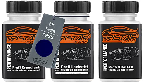TRISTARcolor Car paint Touch-up pen set for Tesla PPSB Ocean Blue Perl Metallic under + base + clear coat 50ml each