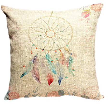 Violetpos Kissenhülle Deko Sofa Zierkissenbezug Auto Zierkissenbezüge Kissenbezüge Kopfkissen Kissen Rosa Traumfänger Feder Rose Dreamcatcher 50 x 50 cm
