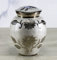 ESPLANADE Cremation Urn Memorial Container Jar Pot | Metal Urns | Burial Urns | Brass Urns - 6 Inches - White/Silver
