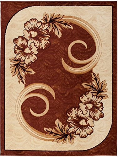 Carpeto Klassisch Teppich Braun 250 x 350 cm Blumen Muster Kurzflor Verona Kollektion