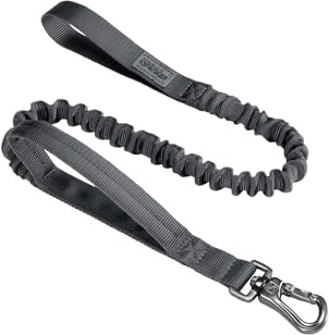 EXCELLENT ELITE SPANKER Tactical Bungee Dog Leash Elastic Leads Rope with 2 Padded Control Handle for Small and Medium Dogs(GRY）
