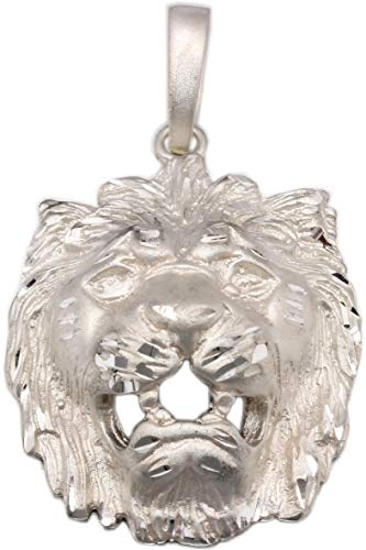 generisch Anhänger Löwenkopf Löwe groß 48 x 28 mm Silber 925 diamantiert